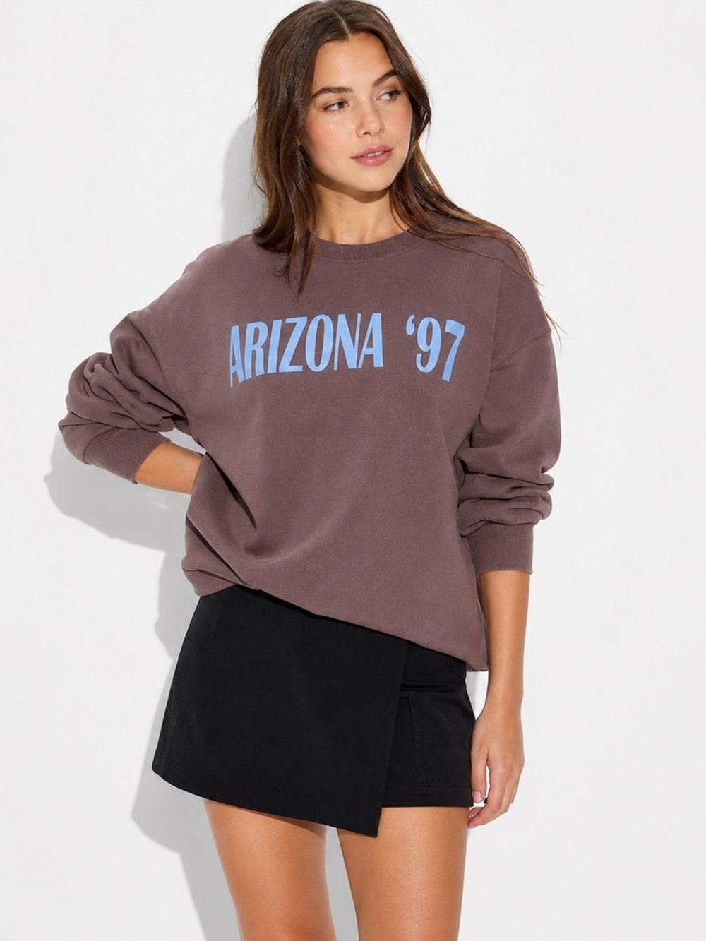 Wild Fable Women's Oversized Pullover Sweatshirt Arizona ‘97 Brown Size Z